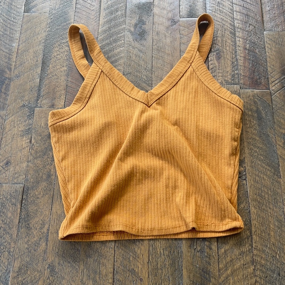 destined yellow ribbed tank top. Size medium